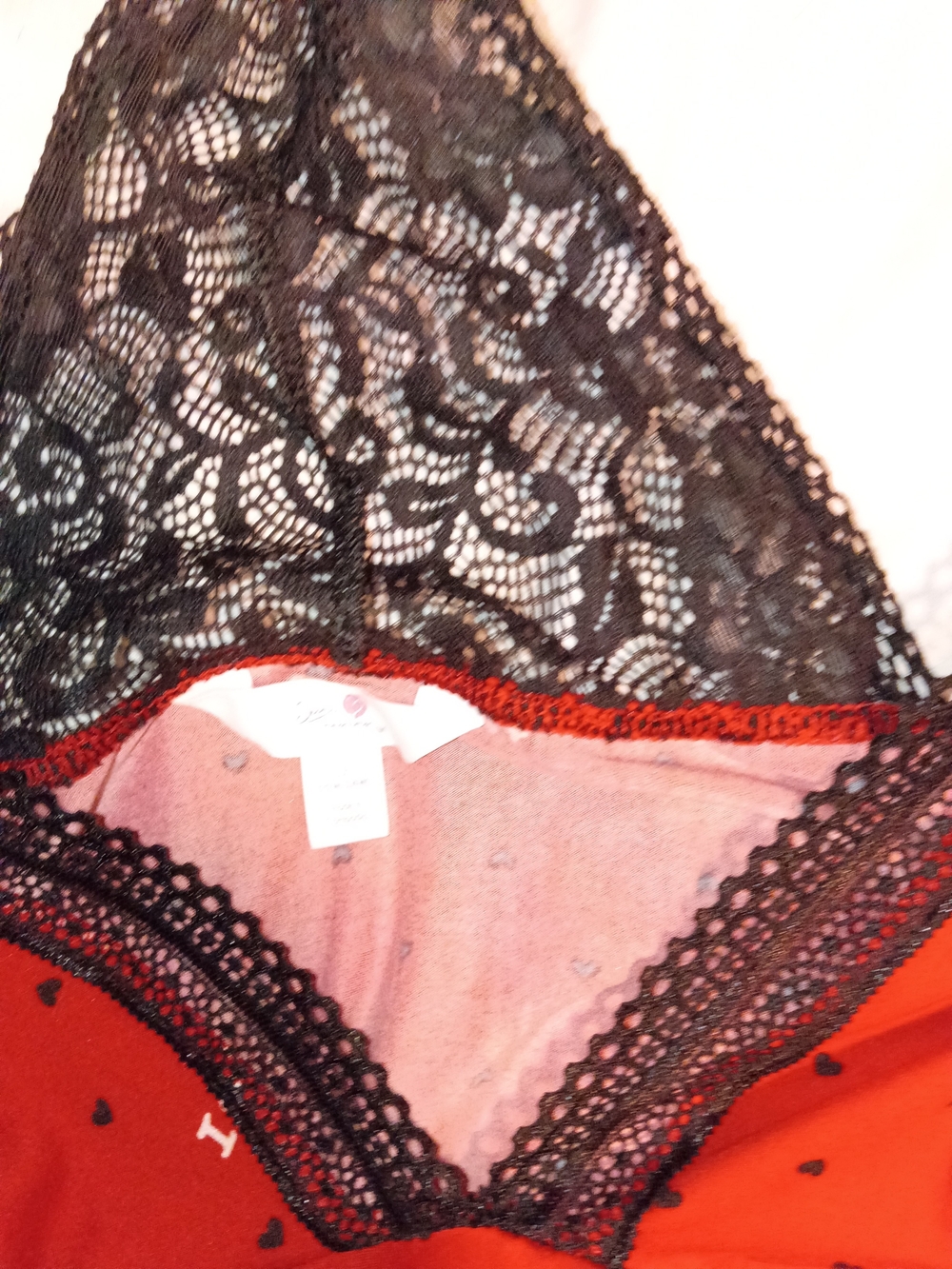 Lace-Trim Red and Black Intimate Panty
